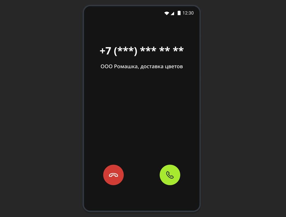 Пример отображения этикетки на экране телефона