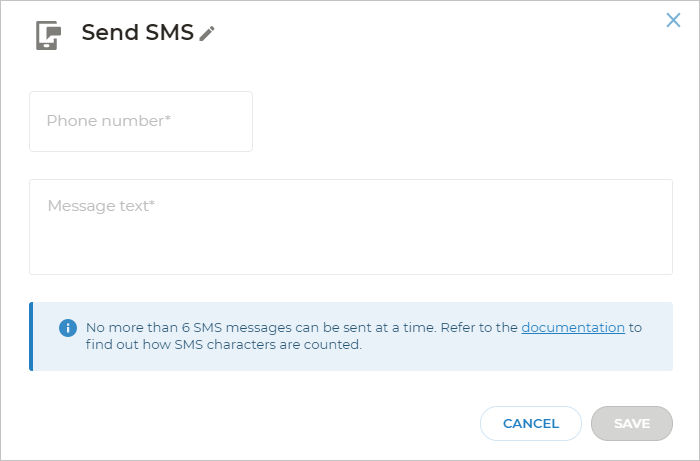 Send SMS block