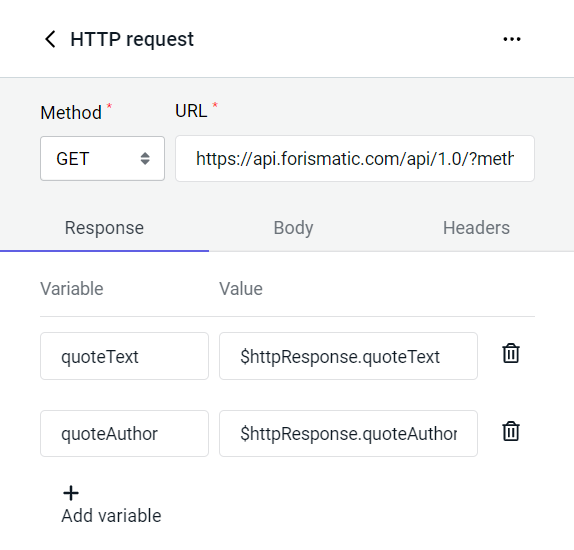 Processing the response to the HTTP request