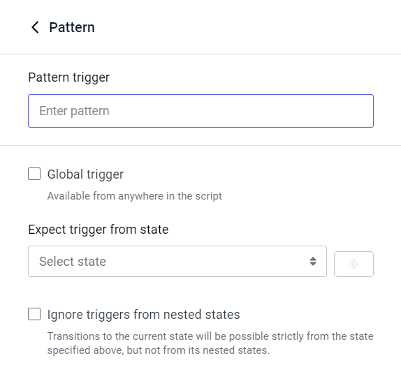 Setting a pattern as a trigger