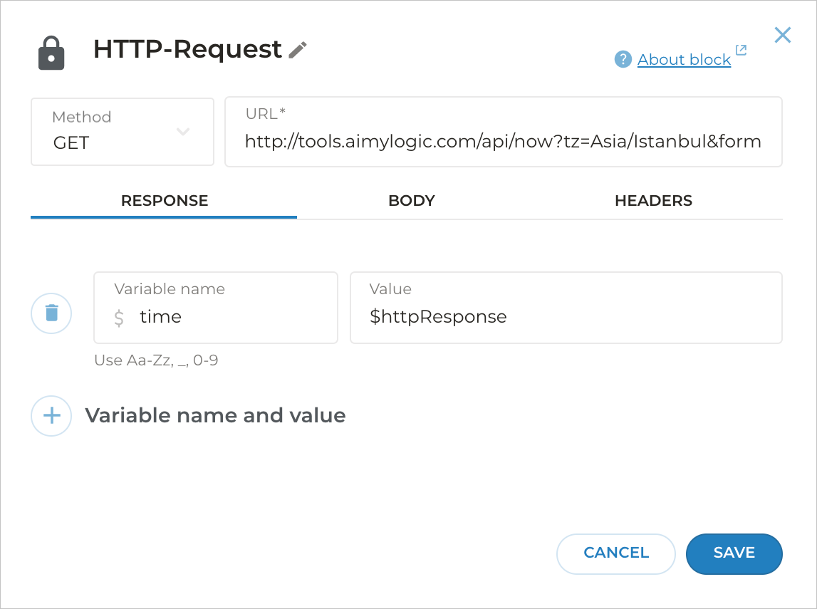 Filling the HTTP request block