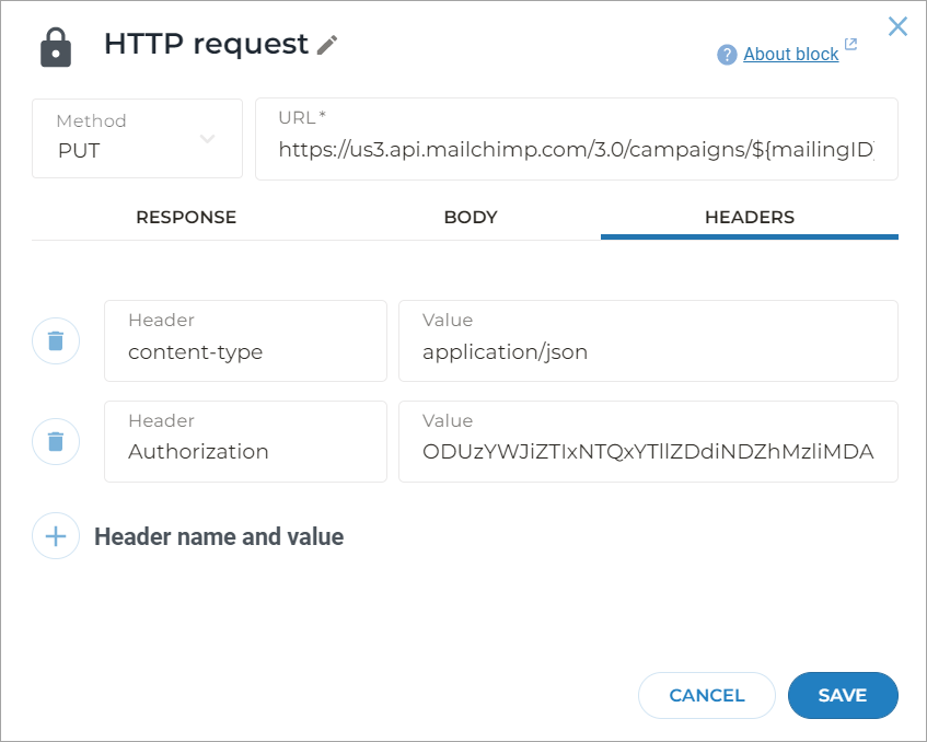 HTTP request header