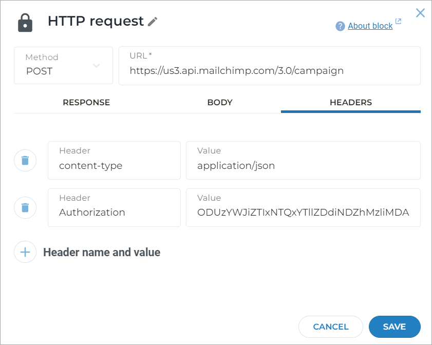 HTTP request header