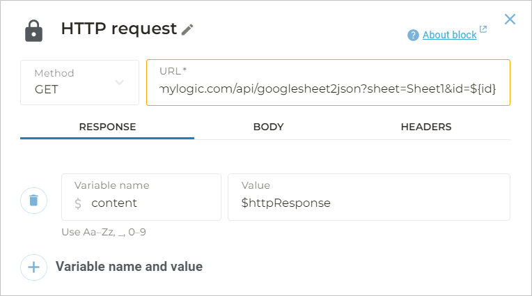 HTTP request block settings
