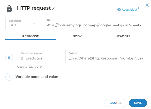 Add the HTTP request block
